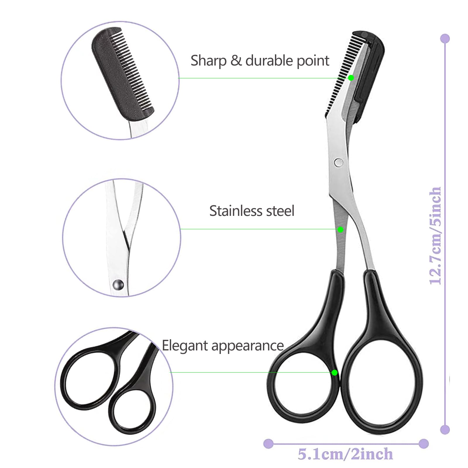 Grooming Men'S Eyebrows - Ciseaux à sourcils avec peigne, petits